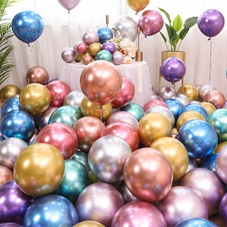 ลูกโป่งผิวเมทัลลิค 12 นิ้ว แพ็ค 50 ใบ (Chrome Balloons) ลูกโป่งยาง