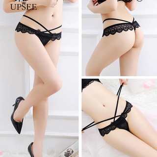 * Lady Crossing Strap เอวต่ำมองผ่านกางเกงลูกไม้ปัก G-string