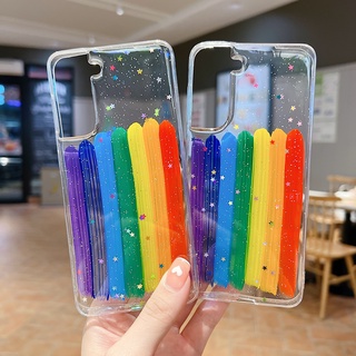 ท้องฟ้าเต็มไปด้วยดวงดาว รุ้ง เคส Samsung Galaxy S22 Ultra S21 FE S8 S9 S10 S20 Plus + Note 20 Ultra Note10 Plus Note9 Note8 A73 A53 A33 A13 A72 A52 A42 A32 A22 A12 5G A71 A51 A50 A70 Case ซิลิโคนนิ่ม เคส