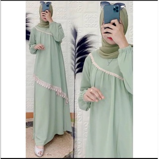 Arunika Dress / Gamis ล่าสุด / Gamis Ceruty Babydoll ลูกไม้ / ชุดเดรสมุสลิม - SF