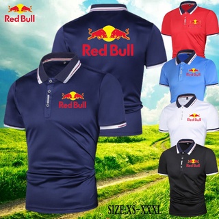 Redbull เสื้อโปโลแขนสั้นลําลอง เนื้อผ้าฝ้าย พิมพ์ลายโลโก้ สีพื้น คุณภาพสูง แฟชั่นฤดูร้อน สําหรับผู้ชาย