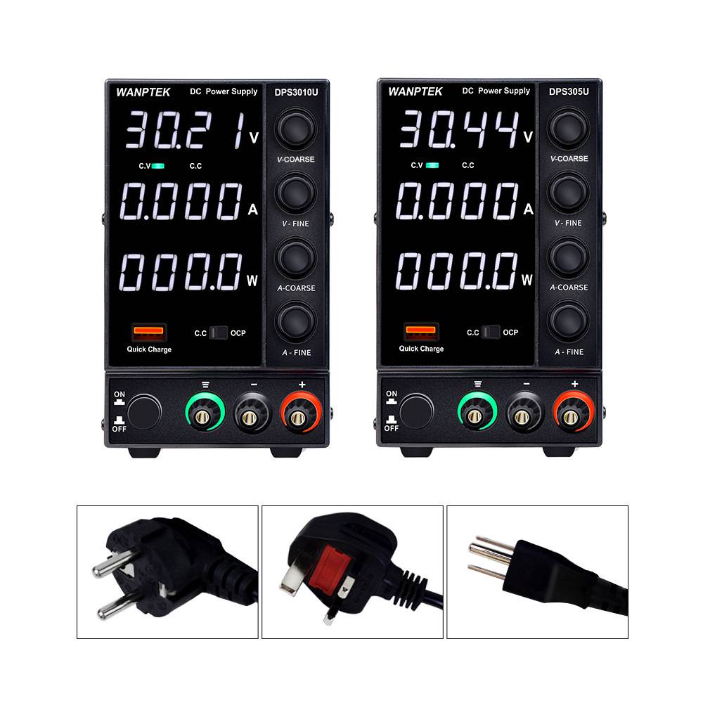 Wanptek DPS3010U 305U 605U สวิตช์พาวเวอร์ซัพพลาย DC 4 หลัก ปรับได้ 30V 10A 30V 5A 0.01V 0.001A AC