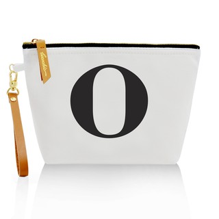 กระเป๋าผ้าลายอักษร ALPHABET CLUTCHES POUCH WHITE ”O”