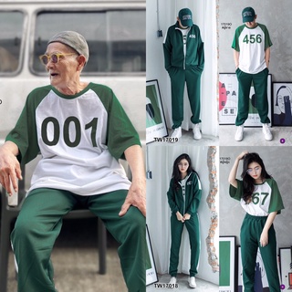 เซท3ชิ้น เสื้อแจ็คเก็ตแขนยาว+เสื้อยืด+กางเกงวอร์มขายาวแถบข้าง #ชุดวอร์ม