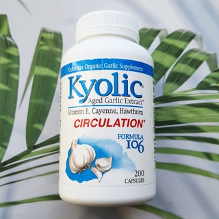 สารสกัดจากกระเทียม ไร้กลิ่น Aged Garlic Extract Circulation Formula 106, 200 Capsules (Kyolic®)