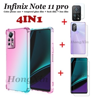 4in1 สําหรับ Infinix Note 11 pro Hot 11s play เคสโทรศัพท์ + HD ฟิล์มกระจกนิรภัยใส + ฟิล์มเลนส์กล้อง + ฟิล์มด้านหลัง