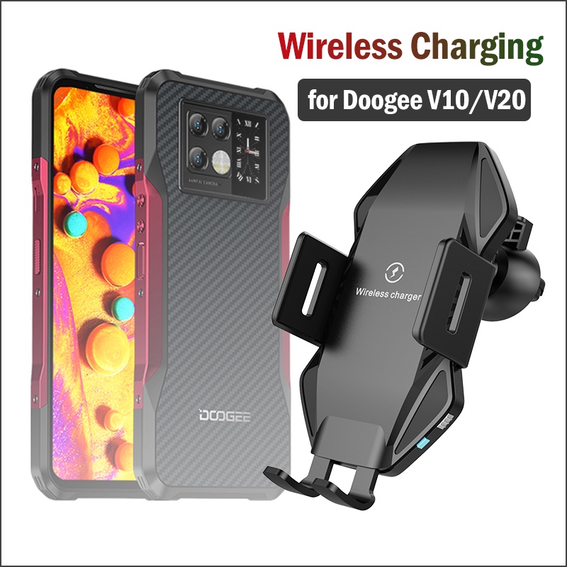 10W Car Wireless Charging Stand for DOOGEE V10/V20 5G Car Phone Holder Charger Qi Wireless Charger Pad for Doogee V20
