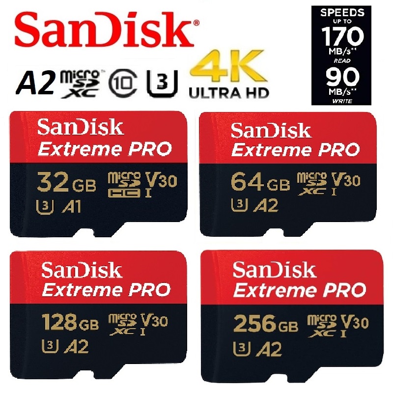 [Br] การ์ดหน่วยความจํา Sandisk 16GB Extreme Pro 32GB 64GB 128GB 256GB 512GB Micro SD Class 10 UHS-1 flash Microsd TF