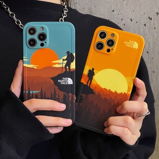 เคสโทรศัพท์มือถือ กันกระแทก ลายโลโก้ The North Face Sunset Sunrise Scenery สําหรับ iPhone 11 12 13 Pro Max X XS XR iPhone 14 Plus