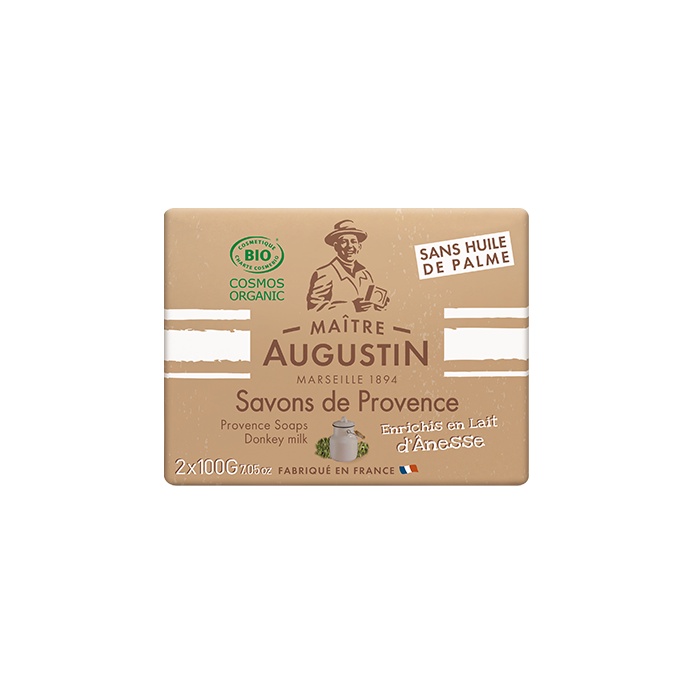 Maitre Augustin Provence Soap Donkey Milk สบู่ออแกนิค โปรวองซ์ โซป ดงกี่มิลล์ กลิ่นนมลา แพค 2 ก้อน (2*100 g)