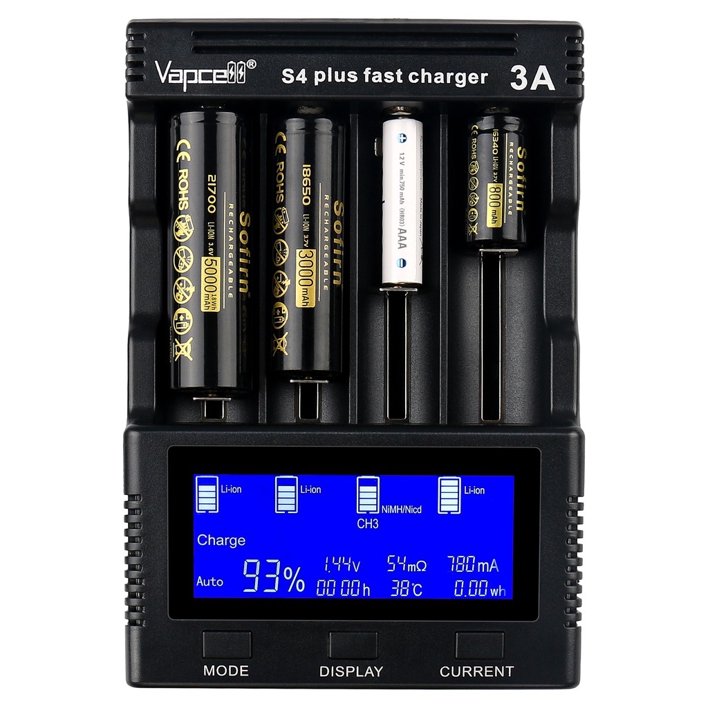Sofrn S4 plus V3.0 Plus Fast Charger สําหรับ 14500 18650 21700 26650 แบตเตอรี่ 4 Bay Charger
