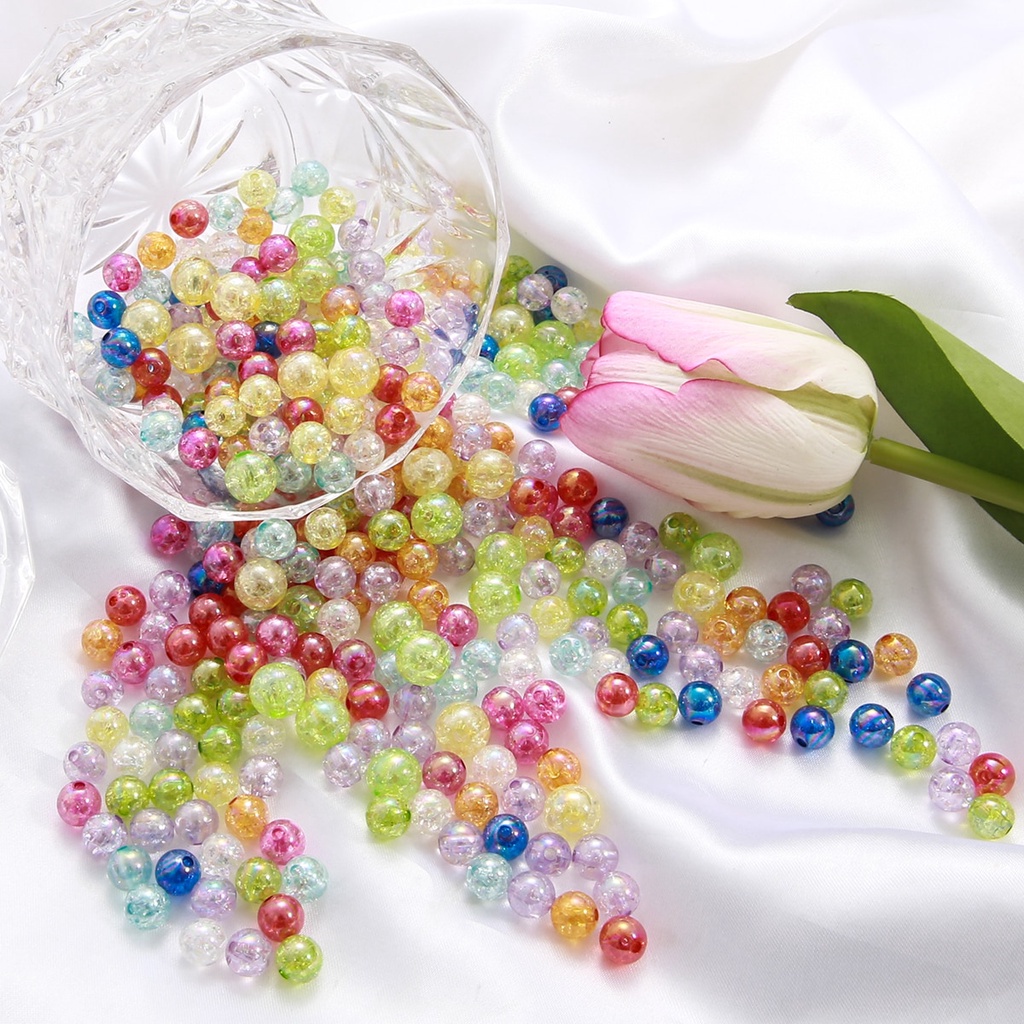 50 ชิ้น/แพ็ค 8/10 มม.AB สีสัน Bubble Crackle หลวม Spacer ลูกปัดอะคริลิคสำหรับสร้อยข้อมือ สร้อยคอ และจี้ DIY เครื่องประดับ - รูปที่ 5