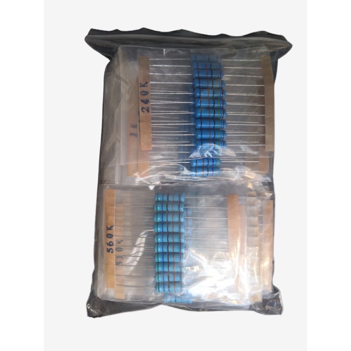 230 pcs = 23Value * 10 pcs 1% 22R 1M 2W ตัวต้านทานฟิล์มโลหะชุดคาร์บอน 1K 100K 120K 150K 150K 510K 56