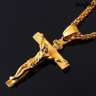 SF♥ Men Necklace Jesus Cross Dangle Anti Rust Stainless Steel Jesus Pendant Necklace Jewelry for Party Fashion Necklace