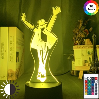 โคมไฟกลางคืน Led รูป Michael Jackson Dancing 3d เปลี่ยนสีได้ สําหรับตกแต่งบ้าน ข้างเตียง ของขวัญ