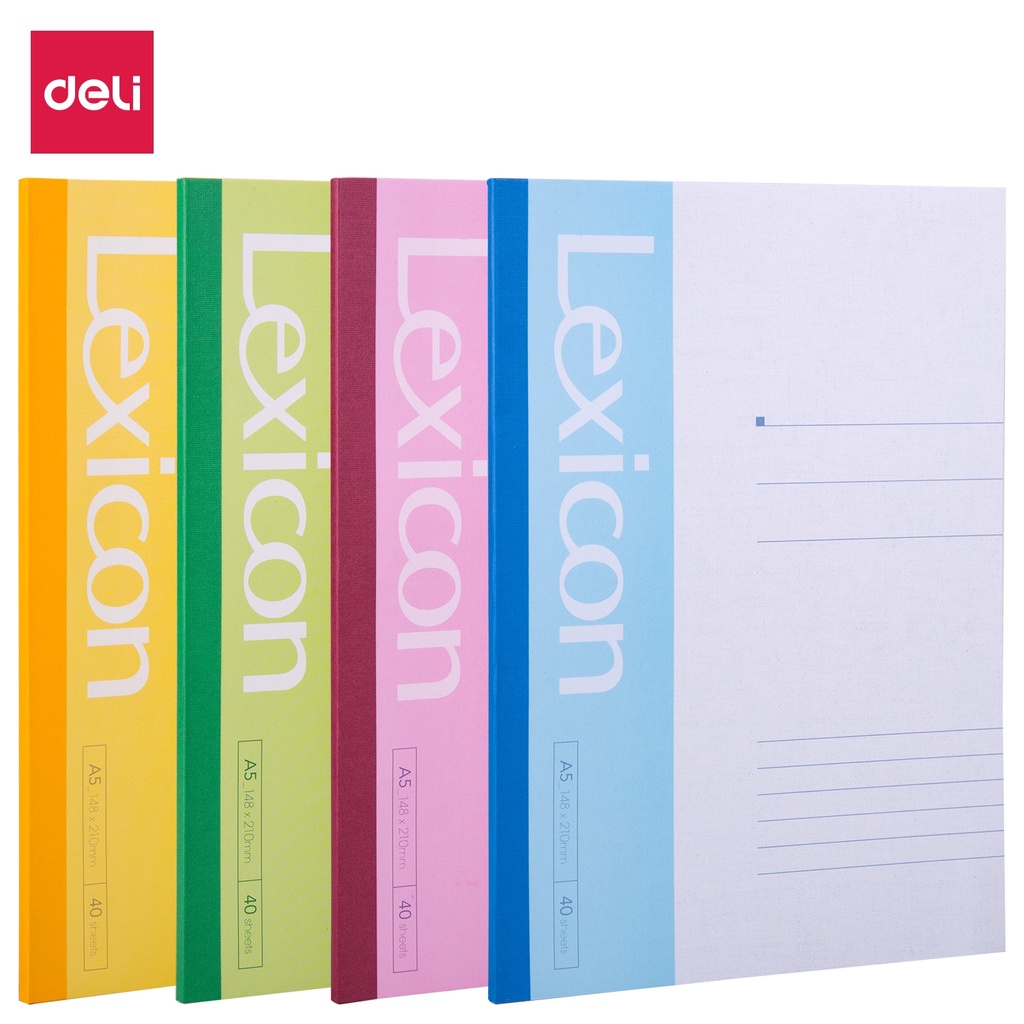 DELI Lexicon Adhesive Bound Notebook 4 สี Size A5 - 7651 Deli