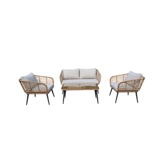 ชุดเก้าอี้สนาม  4 ที่นั่ง  THORNE ขนาด137×72.5×72ซม. รุ่น TH001 สีธรรมชาติ