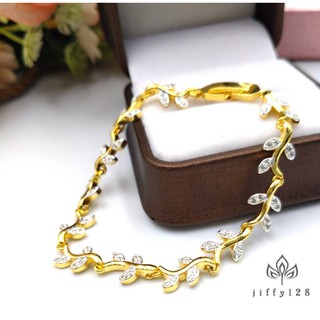 jewelryshop365  K209 สร้อยข้อมือใบมะกอกงานไมครอน  ใส่อาบน้ำลงน้ำทะเลได้ ไ่มแพ้