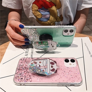 เคส VIVO Y20sG Y20 Y12S Y20S Y31 Y12A Y72 Y52 5G Y3S Y50 Y30 Y11 Y12 Y15 Y17 Cute Cartoon Bears Quicksand Bracket เคสโทรศัพท์ with Stand Holder Softcase Bling Glitter Back Cover วีโว่Y72