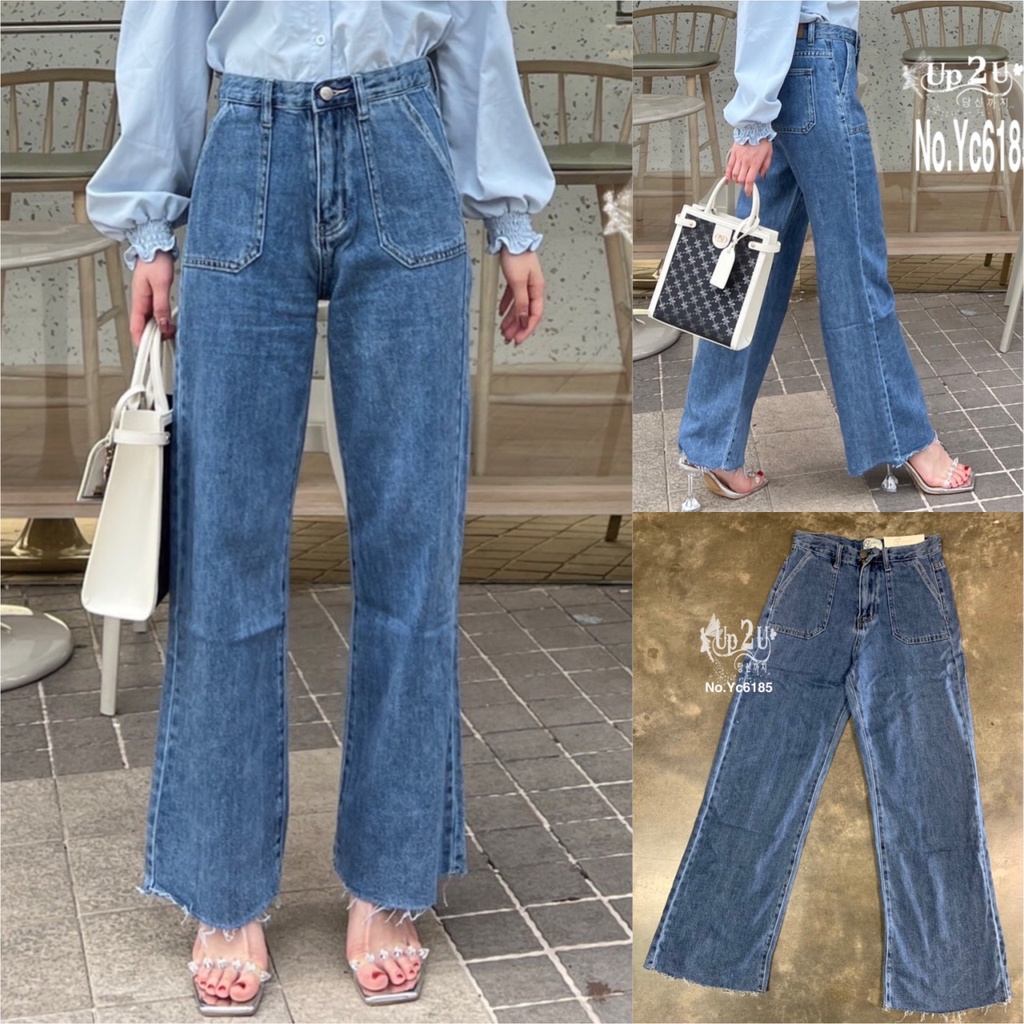 YC6185# กางเกงยีนส์ทรงขากระบอก