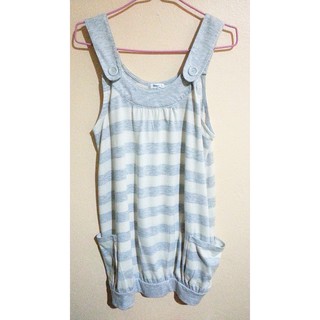 เดรสลายขวาง เทาขาว  free size