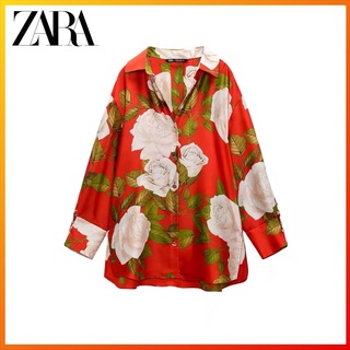 Zara เสื้อเชิ้ตแขนยาว พิมพ์ลาย แฟชั่นฤดูใบไม้ผลิ สําหรับผู้หญิง