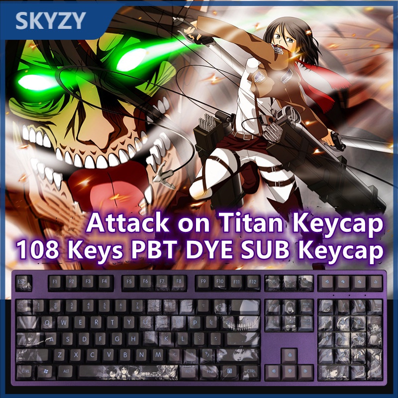 Attack on Titan keycap cherry Profile dark style อะนิเมะ PBT Dye sub คีย์บอร์ด keycap #7