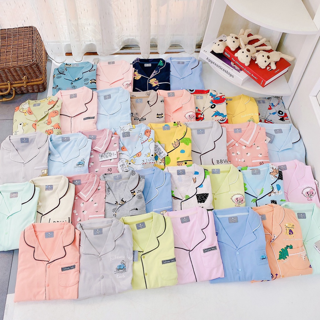 BORNVIS COTTON LEN PIJAMA SET MID BUTTON (S120, 130, 140)