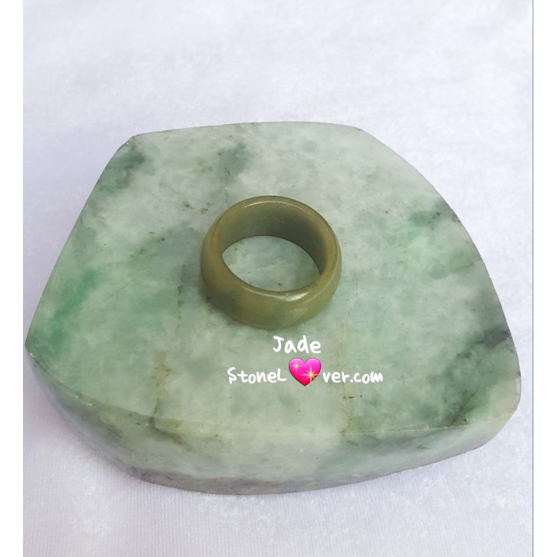 แหวนหินล้วนหินหยก/Jade/เส้นผ่านศก.วงใน19-20มม.