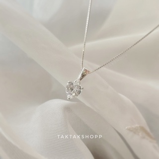 ‼️ส่งฟรี‼️Tiny Heart Cz Pendant X Square Necklace S925 | สร้อยและจี้Czเงินแท้92.5%