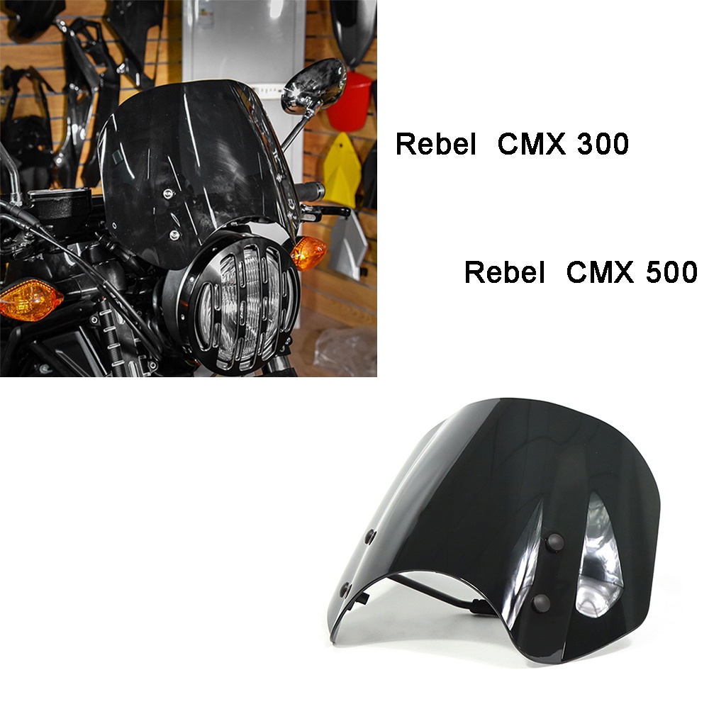 ด้านหน้ากระจกพร้อมรองรับเหมาะสําหรับ Honda Rebel CMX 300 500 CMX300 CMX500 2017-2025 รถจักรยานยนต์กร