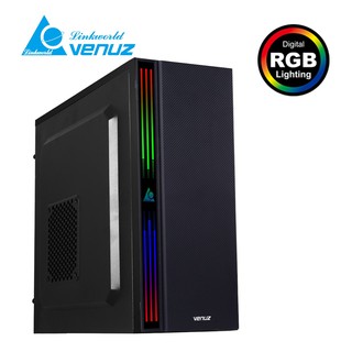 VENUZ micro ATX Computer Case VC 1917 with RGB LED Lighting - Blac