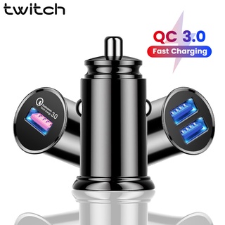 Twitch อะแดปเตอร์ชาร์จ USB QC 3.0 5A แบบคู่ ขนาดเล็ก ชาร์จเร็ว สําหรับรถยนต์