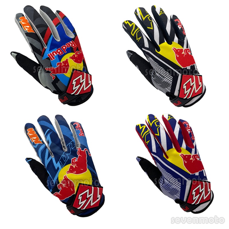 สปอต!!ถุงมือมอเตอร์ไซค์ Redbull จักรยานเสือภูเขาจักรยาน Motorcross กีฬากลางแจ้งแข่งถุงมือปั่นจักรยานผู้อ้างอิงยาว