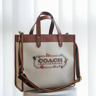 COACH FIELD TOTE WITH GARDEN EMBROIDERY COACH BADGE(COACH C2774)