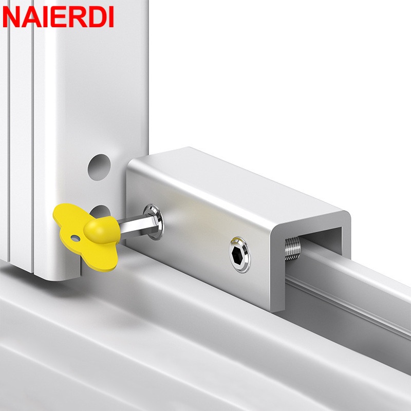 Naierdi ตัวล็อคประตู หน้าต่าง อลูมิเนียมอัลลอยด์ กันขโมย ไม่เจาะ ตัวล็อคหน้าต่างบานเลื่อน เพื่อความปลอดภัย สําหรับเด็กและสัตว์เลี้ยง