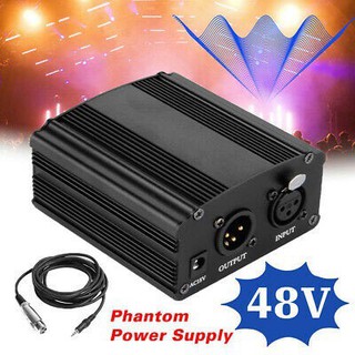 เครื่องขยาย แหล่งจ่ายไฟ 48V  Phantom Power และสายสัญญาณCable สำหรับไมค์อัดเสียง และไมโครโฟนแบบคอนเดนเซอร์