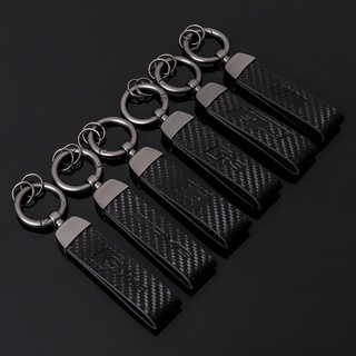 Carbon Fiber Car Key Lanyard with M Three-color Standard Audi Sline Audi RS Volkswagen R Mercedes AMG Car Logo Key Chain Pendant