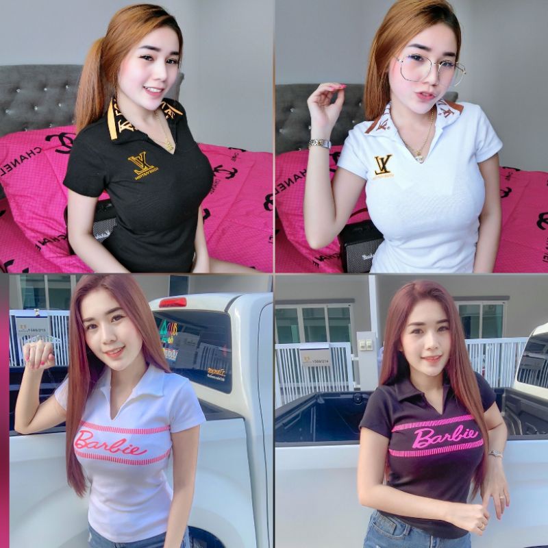เสื้อนมโตรัดรูป คอปก คอวี คอกลม มีหลายลายมาก