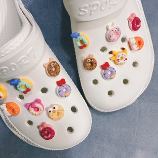 Crocs อุปกรณ์เสริมตกแต่งรองเท้า ลายการ์ตูนกระต่าย โดนัท สําหรับเด็ก (1 ชิ้น)