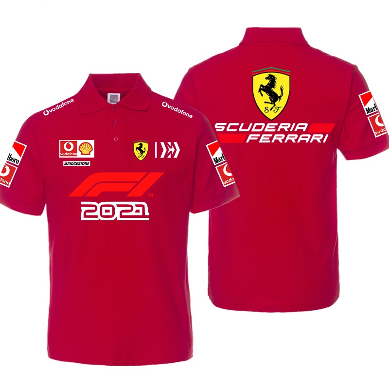 ใหม่ เสื้อโปโลแขนสั้น ลายทีมแข่ง F1 Ferrari Team F1 และเสื้อโปโลแขนสั้น แฟชั่นฤดูร้อน สําหรับทุกเพศ 2022