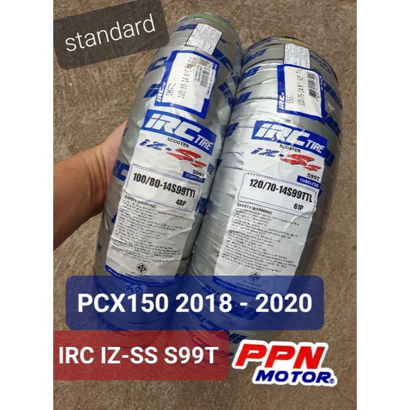 ยางนอกล้อหน้า+ล้อหลัง PCX150 2018-2020 IRC IZ-SS SCOOTERS SPORT S99T 100/80-14+120/70-14 TUBELESS(ไม่ใช้ยางใน)