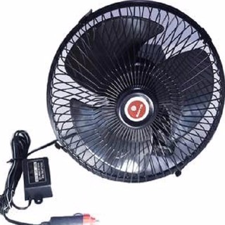 Lotte Car Clip Fan พัดลมรถยนต์ 12v ขนาด 10 นิ้ว เสียบช่องจุดบุหรี่ (Black)