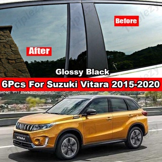 สติกเกอร์คาร์บอนไฟเบอร์ สีดํามันวาว 6 ชิ้น สําหรับ Suzuki Vitara 2015-2020