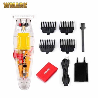 สินค้าพรี-ออเดอร์ WMARK Clipper ผม Clipper ไฟฟ้าน้ำมันหัวโปร่งใสผม Clipper สีเขียวด้านล่างแกะสลักกรรไกร Fader Cross-bord