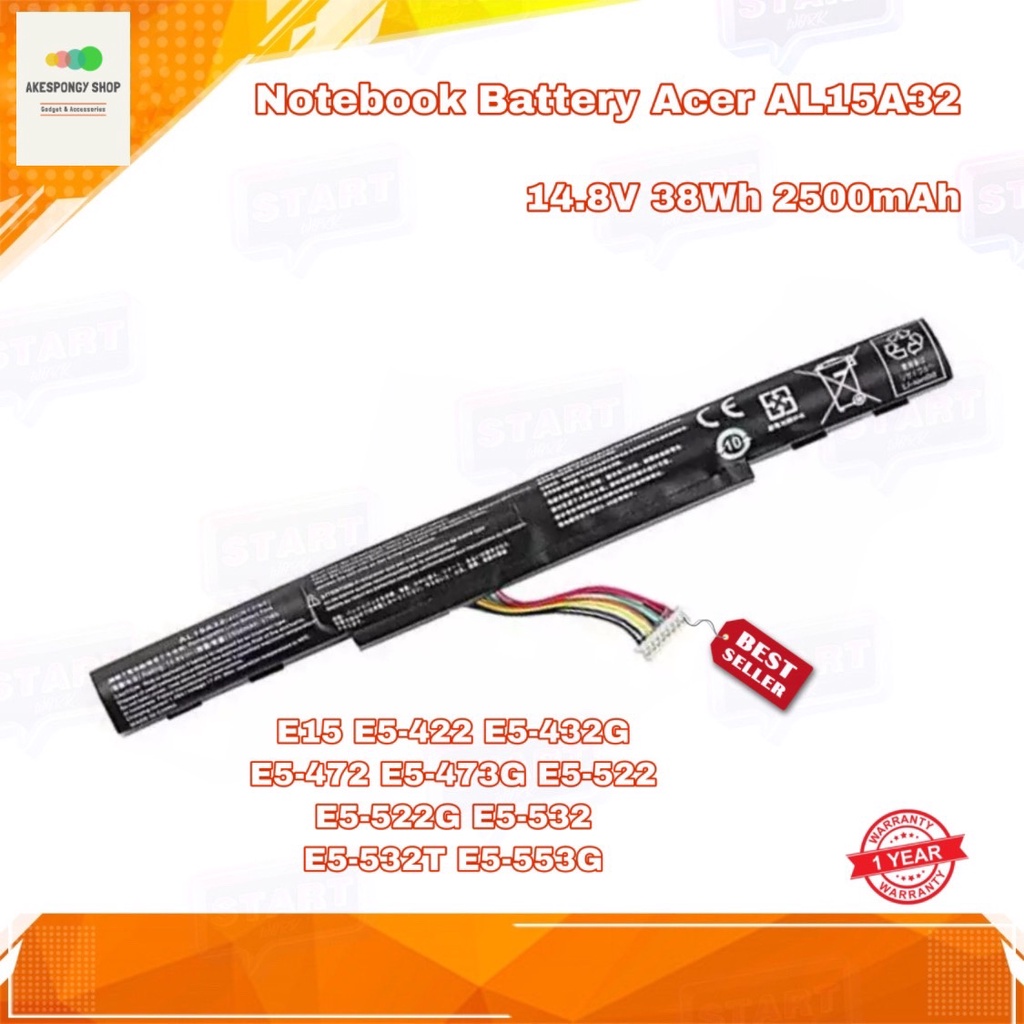 แบตโน๊ตบุ๊ค Notebook Battery Acer AL15A32 For E15 E5-422 E5-432G E5-472 E5-473G E5-522 E5-522G E5-53