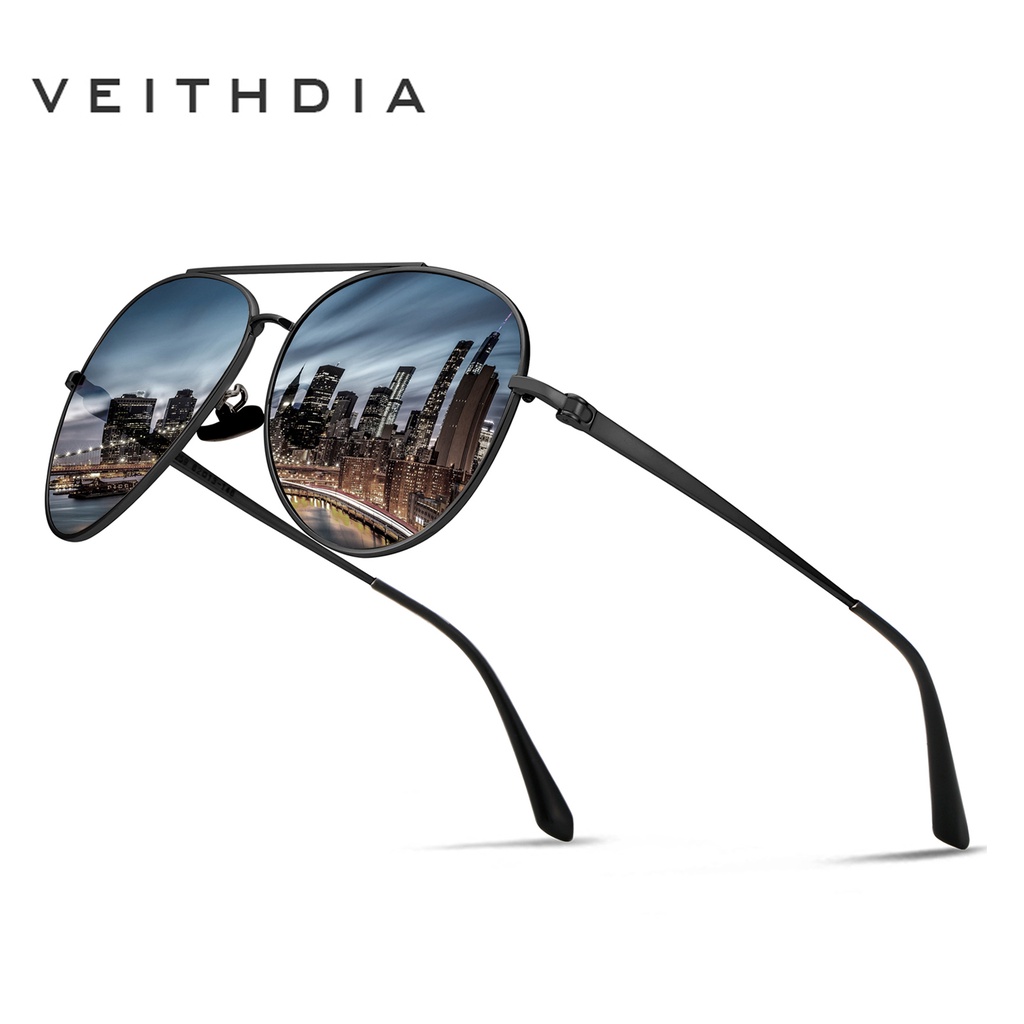 VEITHDIA พร้อมกล่องVEITHDIA 8259 แว่นกันแดดผู้ชาย Vintage สแตนเลส Polarized Classic UV400 เลนส์แว่นตาขับรถกลางแจ้ง