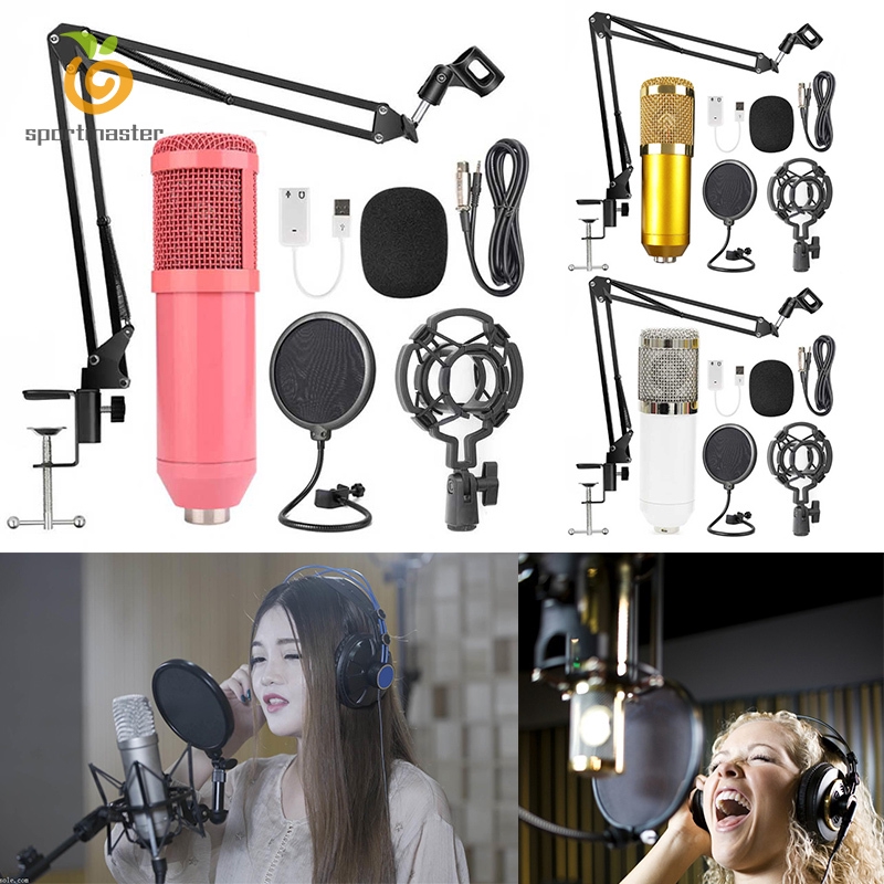 Condenser Microphone Mic Kit with Stand Broadcasting Studio Recording