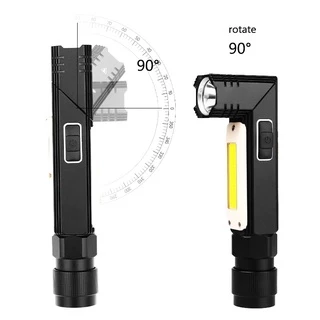2 in 1 ไฟฉายมัลติฟังก์ชั่น COB+XPG ไฟฉายและไฟคาดศีรษะ ท้ายแม่เหล็กหมุนได้ 360 องศา แบตเตอรี่ในตัว ชาร์จ USB