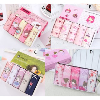 กางเกงในเด็กหญิง พร้อมส่ง จากไทย สไตล์เกาหลี ชุดชั้นในเด็กผู้หญิง พิมพ์ลาย เด็กผู้หญิง อายุ 2-13 ปี แพค 5 ตัว ผ้าคอตตอน